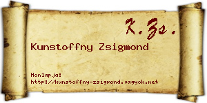 Kunstoffny Zsigmond névjegykártya